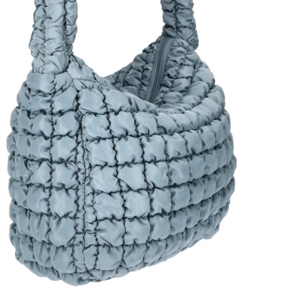 Quilted Puffy Hobo Silver Gray 
Shoulder Carryall Bag NWT - Picture 2 of 10